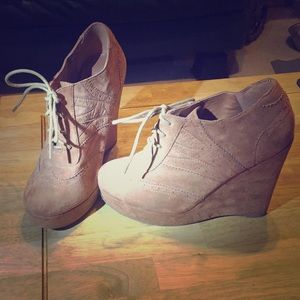 Brown "Leather" Wedge Heels